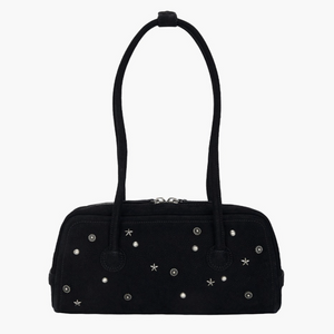 [MARGESHERWOOD] SOFT BAGUETTE BAG Black Studded Nubuck