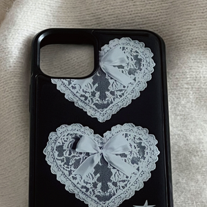 [kitsch kickkey] Ribbon Heart Lace Epoxy / Bumper Glass Case