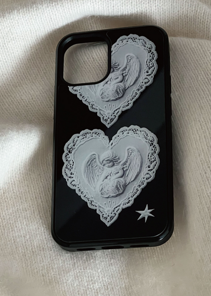 [kitsch kickkey] Heart Angel Lace Epoxy / Bumper Glass Case