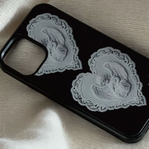 [kitsch kickkey] Heart Angel Lace Epoxy / Bumper Glass Case