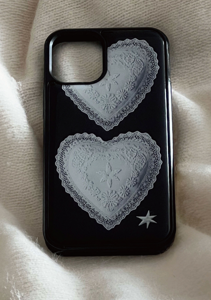 [kitsch kickkey] Snowflake Heart Epoxy / Bumper Glass Case