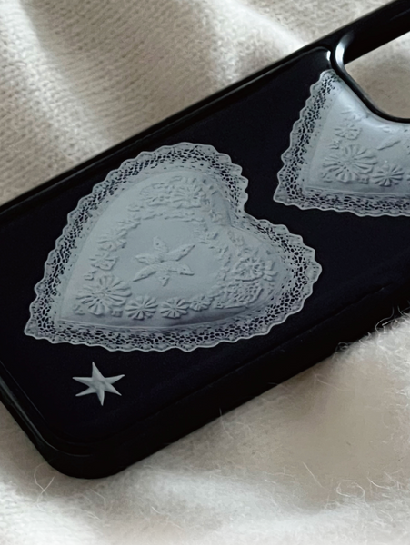 [kitsch kickkey] Snowflake Heart Epoxy / Bumper Glass Case