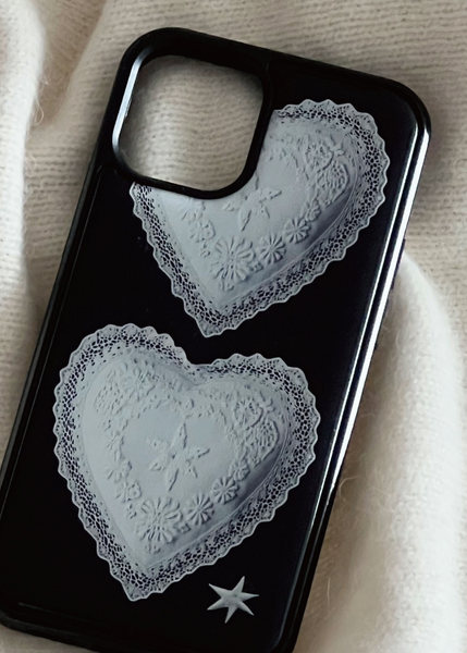 [kitsch kickkey] Snowflake Heart Epoxy / Bumper Glass Case