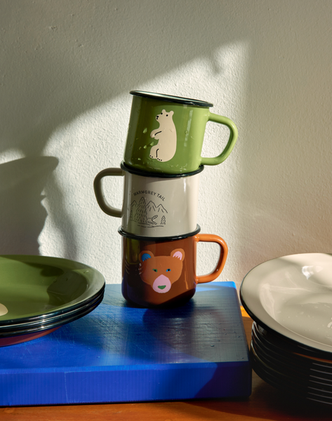 [WARMGREYTAIL] Enamel Mug & Plate Set (3Colours)