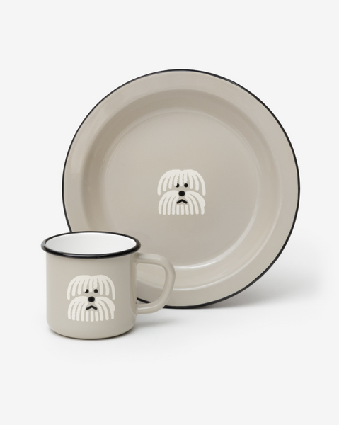 [WARMGREYTAIL] Enamel Mug & Plate Set (3Colours)