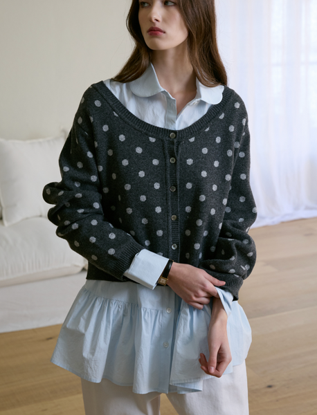 [Letter from Moon] Loha Unek Dot Cardigan (Charcoal)