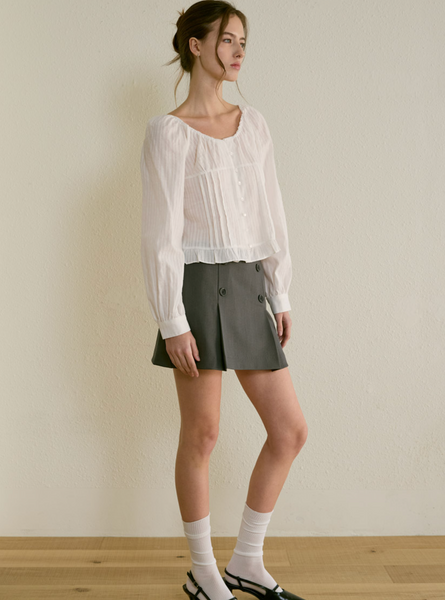 [Letter from Moon] Sage Eyelet Frill Blouse (White)