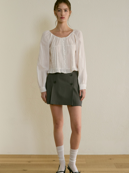 [Letter from Moon] Sage Eyelet Frill Blouse (White)