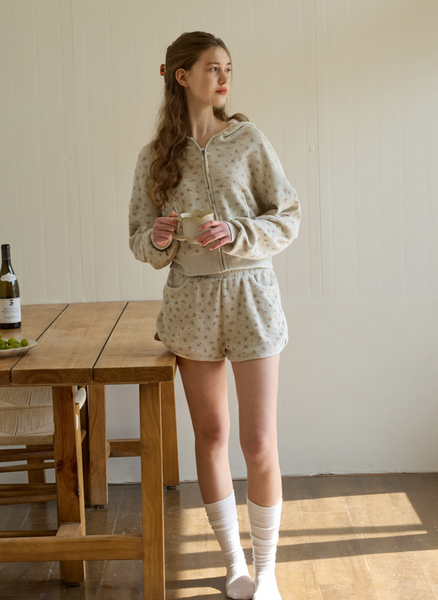 [Letter from Moon] Andy Flower Waffle Shorts (Oatmeal)