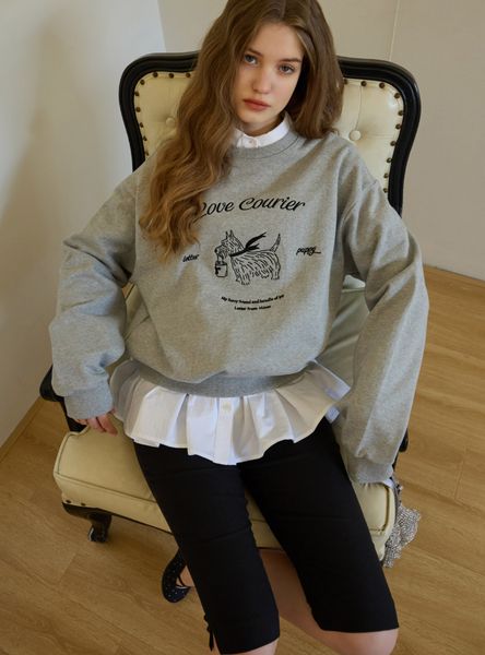 [Letter from Moon] Love Carrier Sweatshirt (Melange Gray)