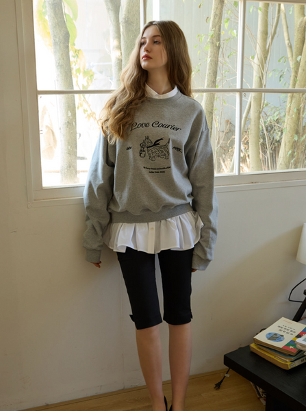 [Letter from Moon] Love Carrier Sweatshirt (Melange Gray)