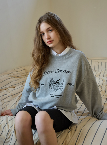 [Letter from Moon] Love Carrier Sweatshirt (Melange Gray)