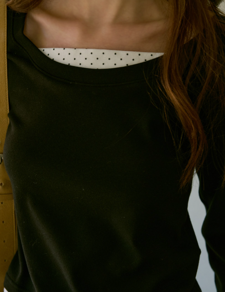 [Letter from Moon] Miel Dot Layered T-Shirt (Black)