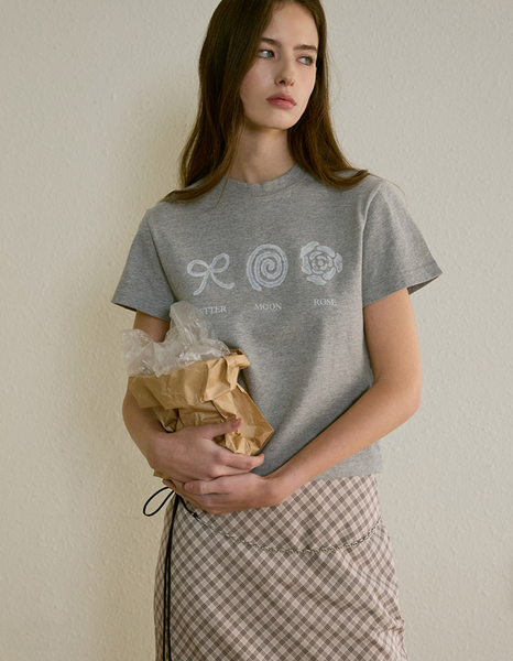 [Letter from Moon] Three Object T-shirt (Melange Gray)