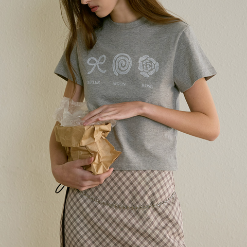 [Letter from Moon] Three Object T-shirt (Melange Gray)