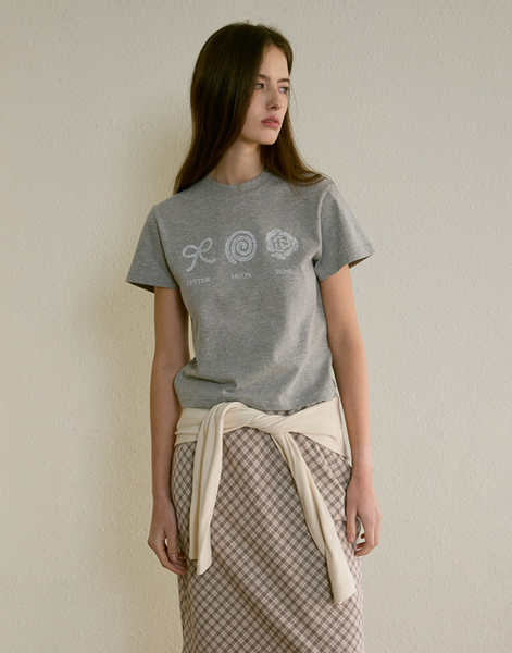 [Letter from Moon] Three Object T-shirt (Melange Gray)