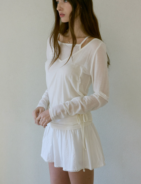 [Letter from Moon] Eve Layered V-Neck Top (Cream)