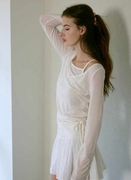 [Letter from Moon] Eve Layered V-Neck Top (Cream)