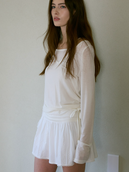 [Letter from Moon] Eve Layered V-Neck Top (Cream)