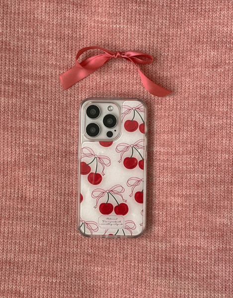 [Mademoment] Ribbon Cherry Acrylic Cover Case