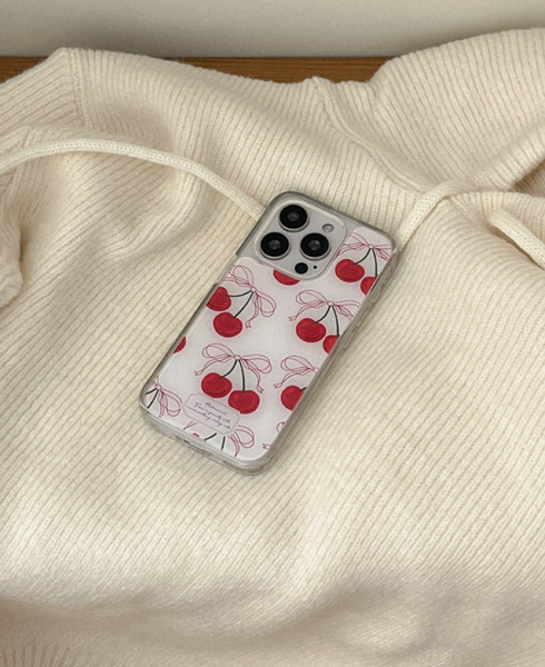 [Mademoment] Ribbon Cherry Acrylic Cover Case