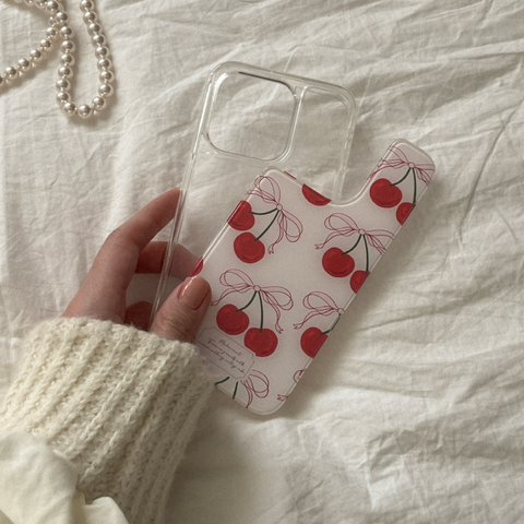 [Mademoment] Ribbon Cherry Acrylic Cover Case