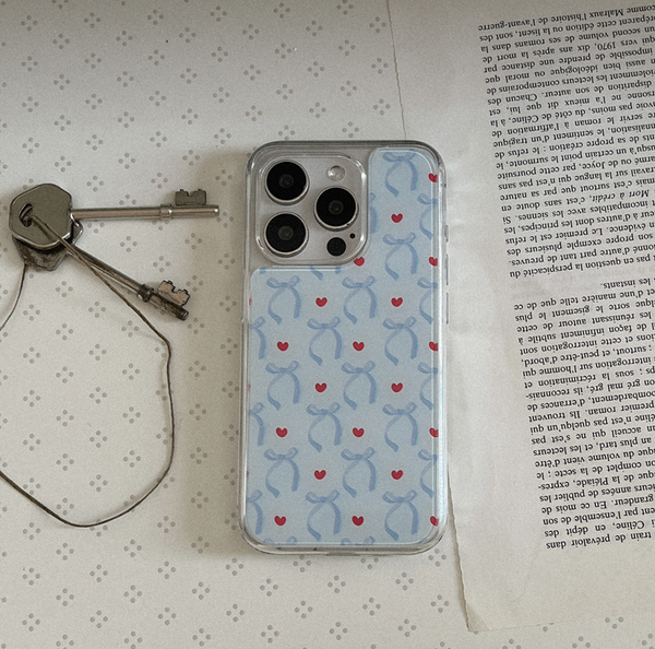 [Mademoment] Vintage Blue Ribbon Pattern Cover Case