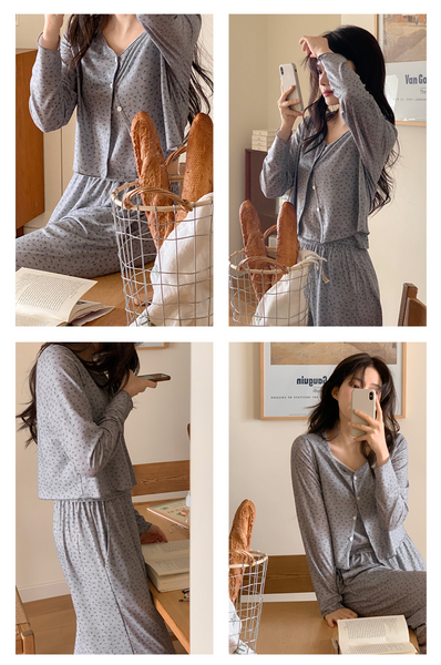 [Juuneedu] All Day Softy Flower Pyjamas Set