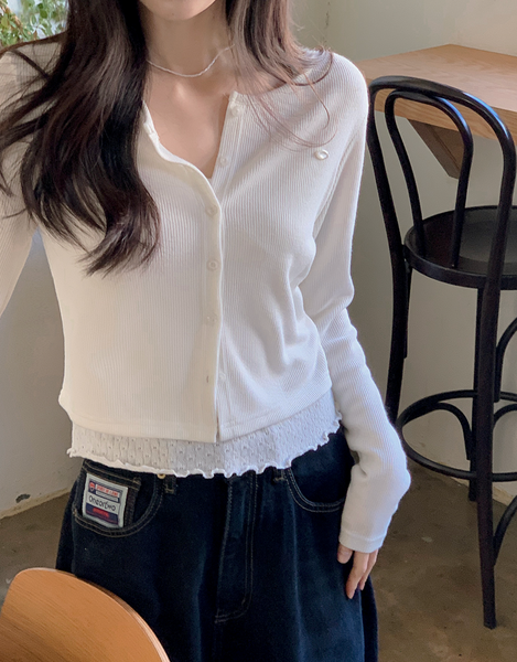 [SHOPPERLAND] Spring Merlin Pendant Ribbed Cardigan