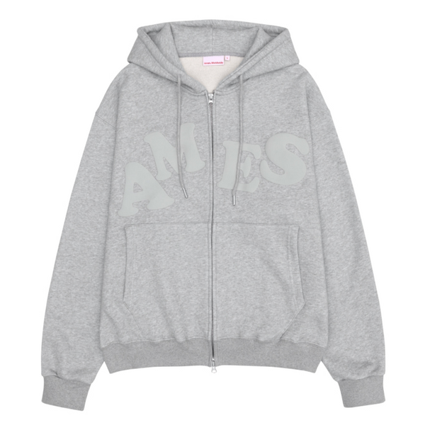 [Ames] BIG TYPO HOODIE ZIP UP GREY