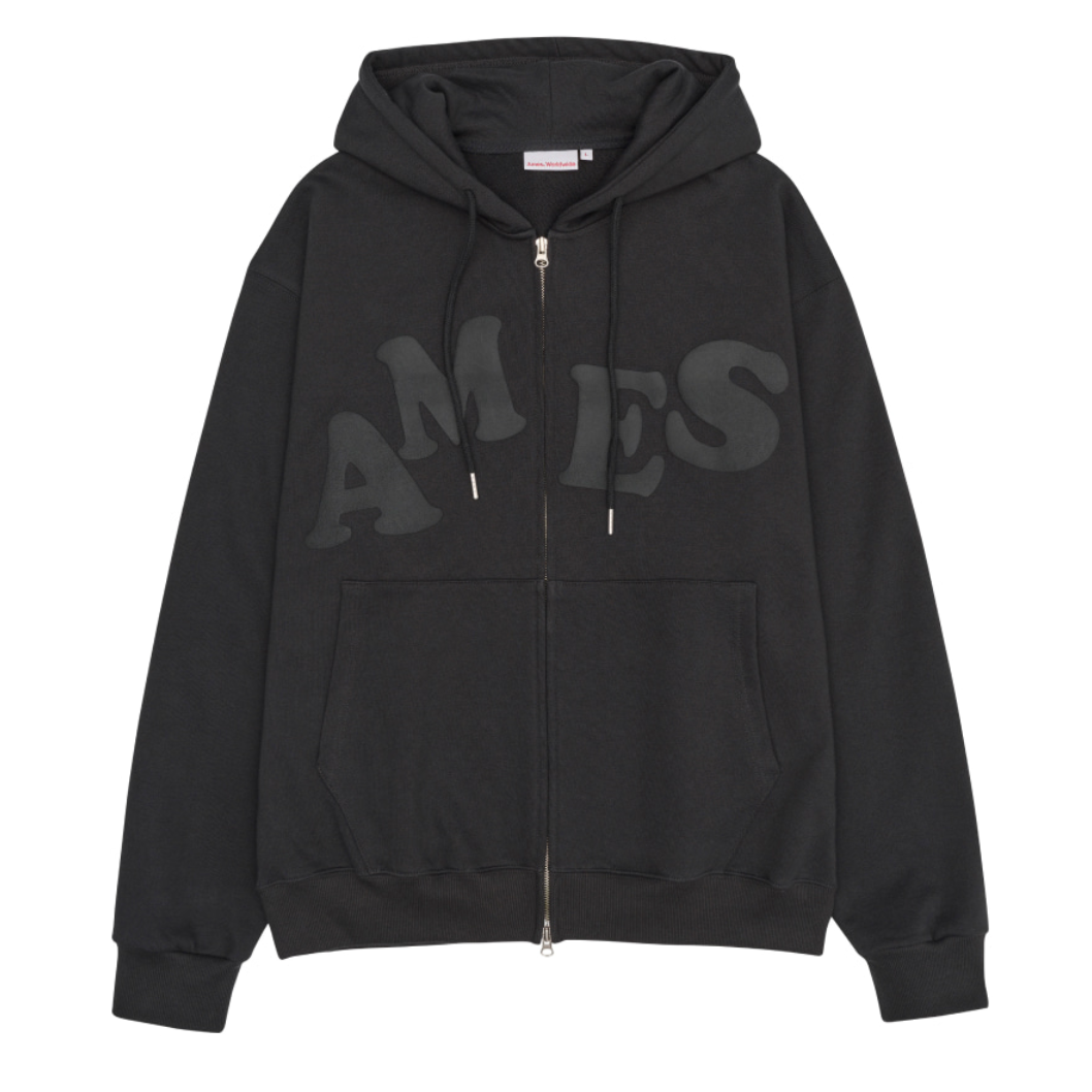 [Ames] BIG TYPO HOODIE ZIP UP CHARCOAL