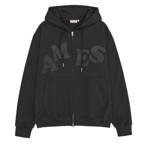 [Ames] BIG TYPO HOODIE ZIP UP CHARCOAL