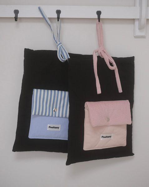 [Positany] Ribbon Tie Pouch (BLUE)