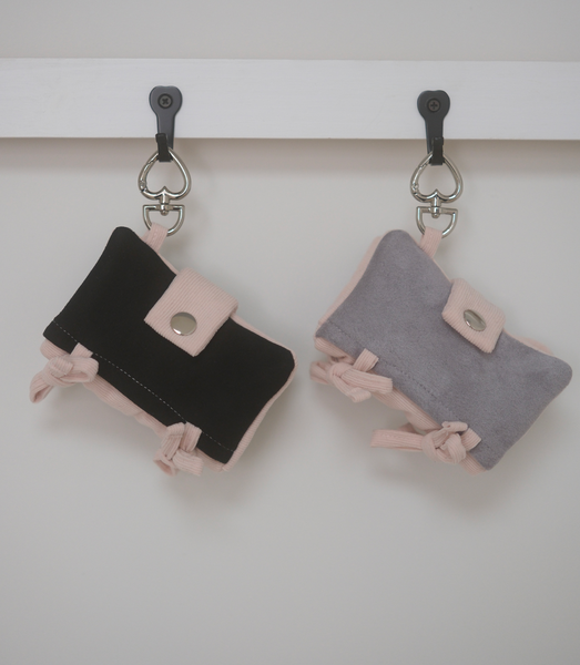 [Positany] Snug Ribbon Card Wallet (Black Pink)