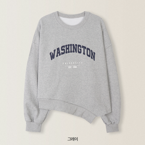 [SLOWAND] Lettering Unbalanced Slit Sweatshirt