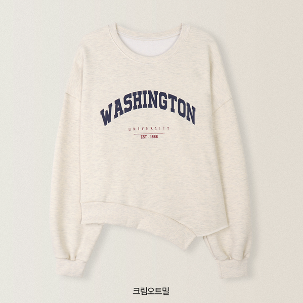 [SLOWAND] Lettering Unbalanced Slit Sweatshirt