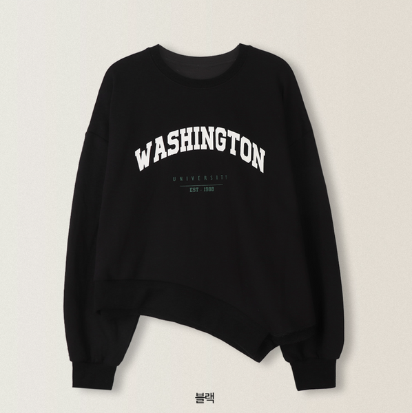 [SLOWAND] Lettering Unbalanced Slit Sweatshirt