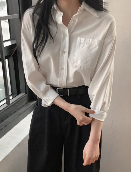 [SLOWAND] Mind Double Washed Cotton Shirt