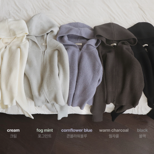 [SLOWAND] # SLOWMADE Lead Slim-Fit Hooded Knitwear Zip-Up