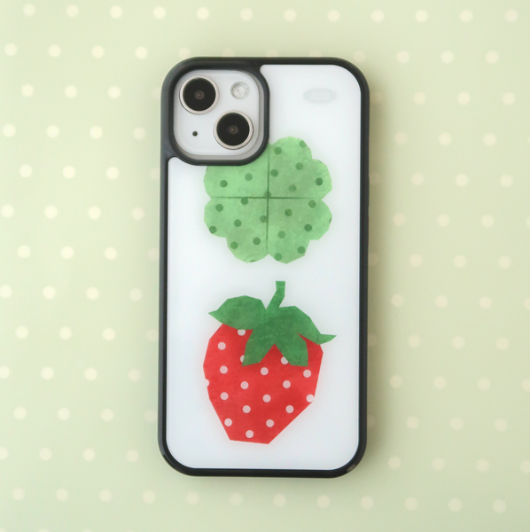 [KEZIM VILLAGE] BIG STRAWBERRY & CLOVER Glass Bumper Case