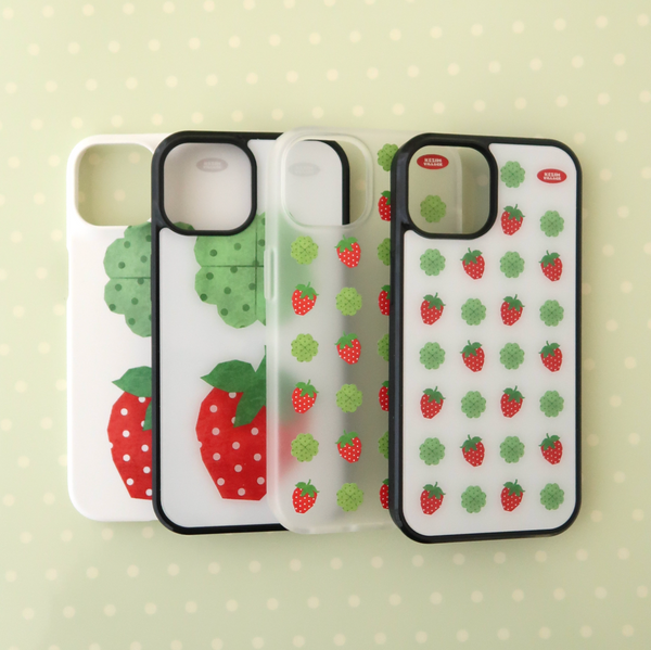 [KEZIM VILLAGE] BIG STRAWBERRY & CLOVER Glass Bumper Case