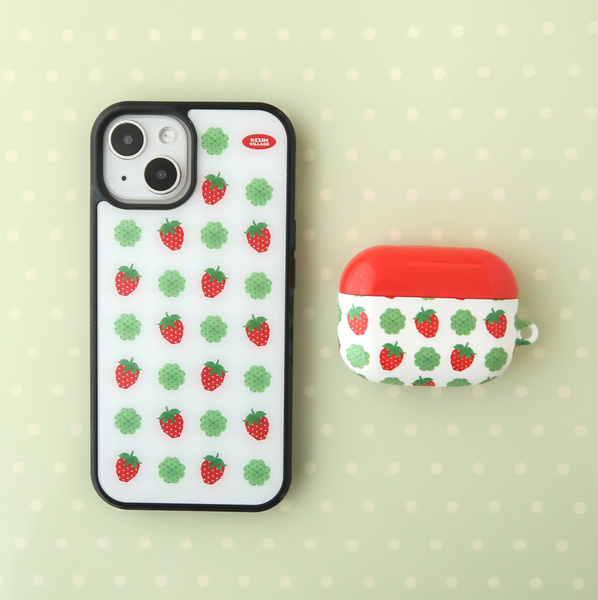 [KEZIM VILLAGE] STRAWBERRY & CLOVER Glass Bumper Case