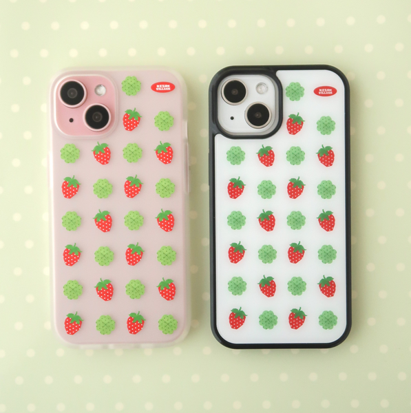 [KEZIM VILLAGE] STRAWBERRY & CLOVER Glass Bumper Case