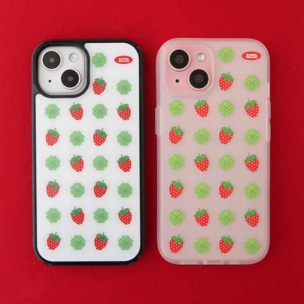 [KEZIM VILLAGE] STRAWBERRY & CLOVER Glass Bumper Case