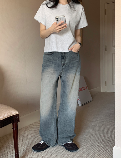 [98°C] [NEAH] America River Blue Wide Denim