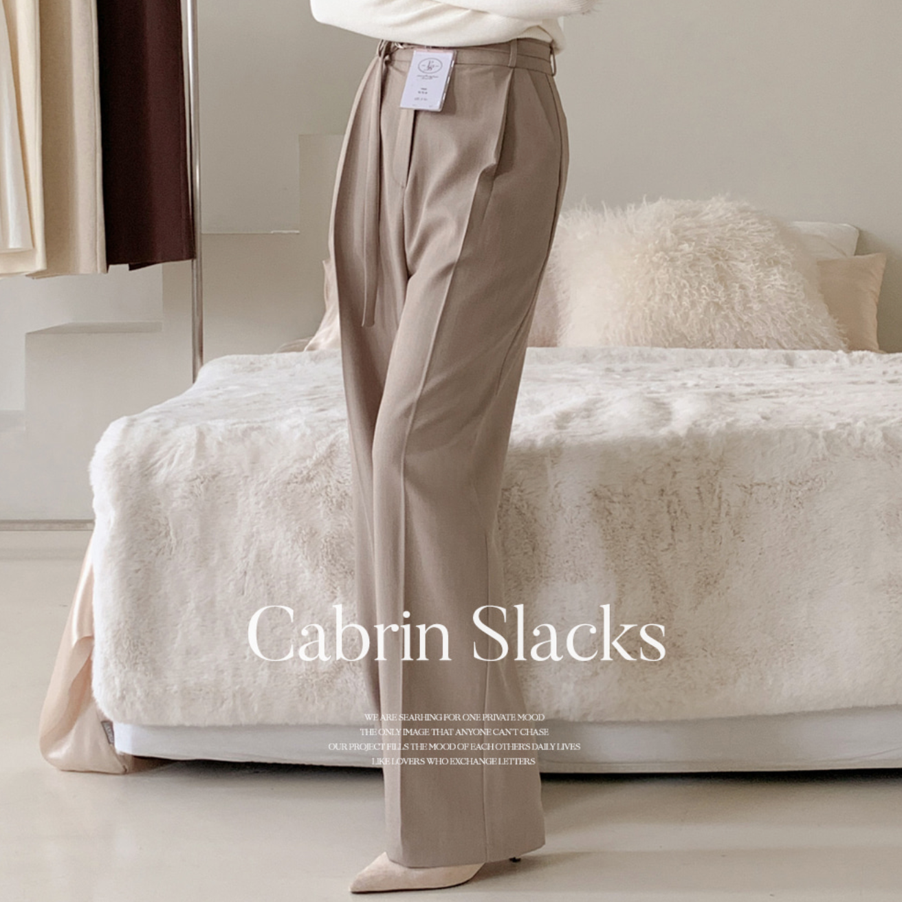 [perbit] Cabrin Belt Strap Pintuck Slacks