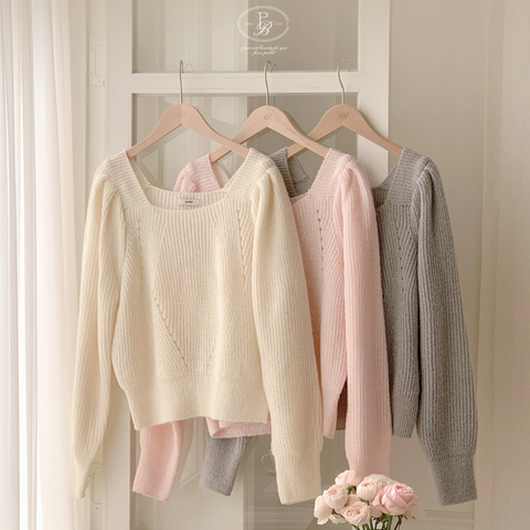 [perbit] Square Soft Touch Puff Knit