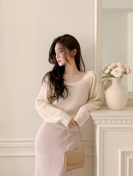 [perbit] Square Soft Touch Puff Knit