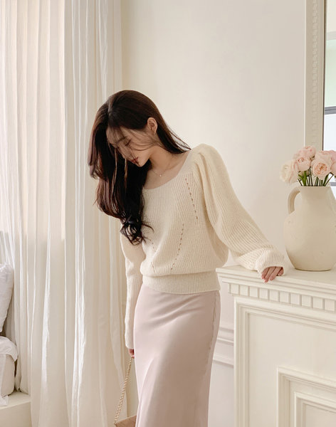 [perbit] Square Soft Touch Puff Knit