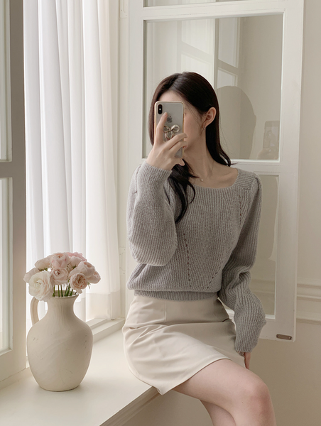 [perbit] Square Soft Touch Puff Knit